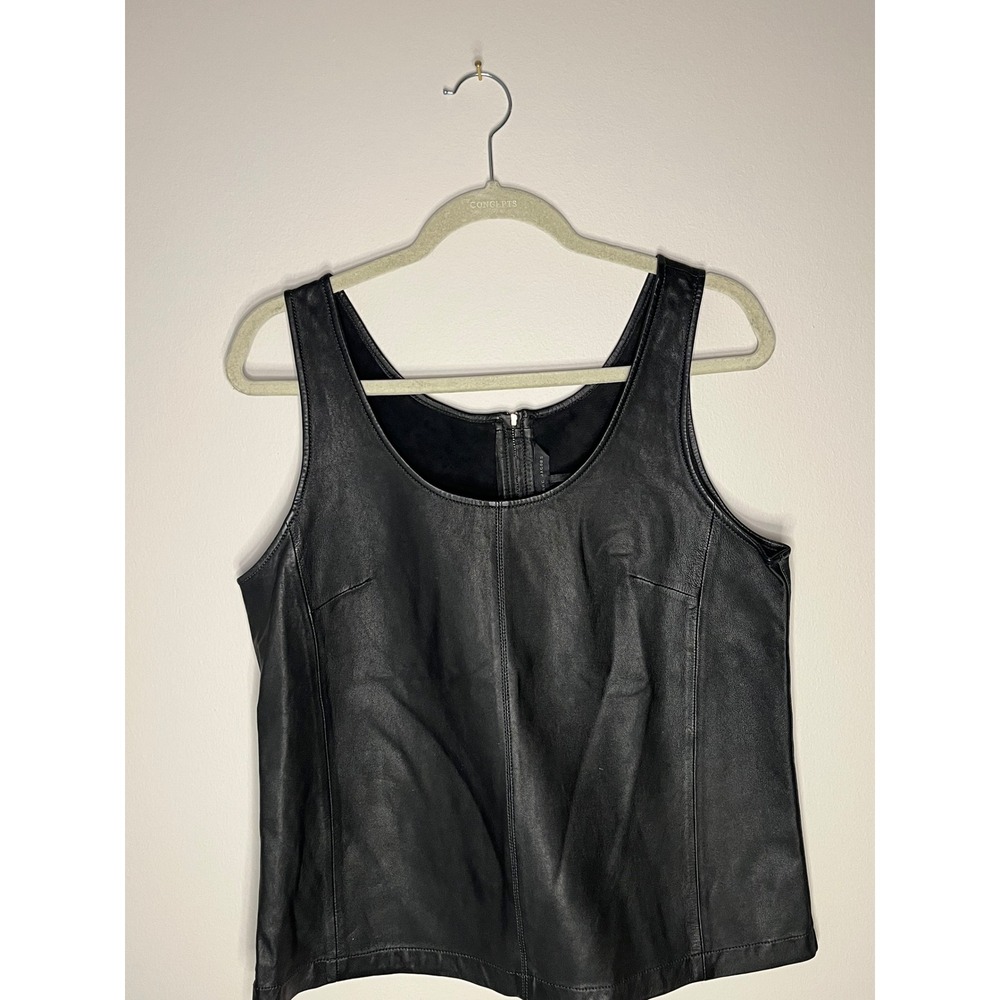 Marc by Marc Jacobs Genuine Leather Tank Black Zip Back Y2K Grunge Moto M
